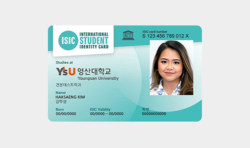 영산대학교 국제학생증 예시 사진